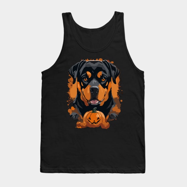 Rottweiler Dog Pumpkin Halloween Costume Tank Top by SamCreations